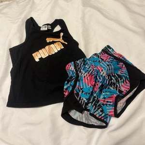  Girls 4t/4/5 Black Tank Top & Shorts Set Activewear Sports Outfit - Picture 1 of 5