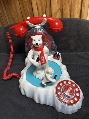 Coca Cola Novelity Polar Bear Landline Dialup Telephone Animated - Image 1 of 4