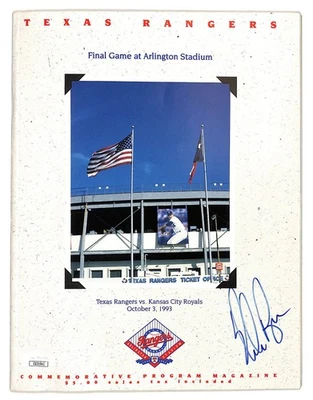 Nolan Ryan Autographed Texas Rangers Baseball Program Last Game JSA 10/3/93 - Image 1 of 3