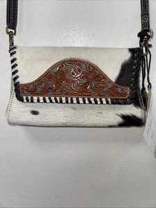 Myra Bag Cowhide Leather Patchwork Crossbody Purse New with Tag - Picture 1 of 8