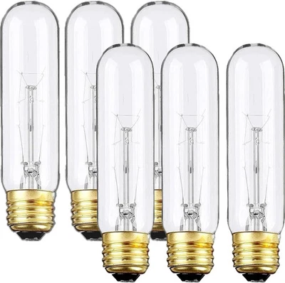 6 Pack T10 Tubular Light Bulbs, 40W Bulb, Clear 5 In (6 Pack), Warm White 40w  - Image 1 of 4