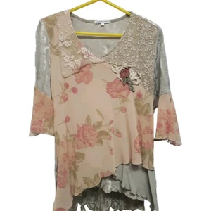 Vintage 90’s Top And Skirt Size 8 Spencer Alexis Lacey Roses Boho V Neck Cream - Picture 1 of 19