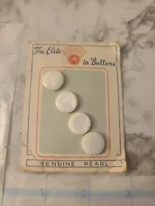 4 Vintage Genuine Pearl BUTTONS CARVED NOS Elite In Buttons - Picture 1 of 8