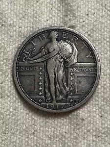 1917 Type 1 Standing Liberty Quarter — Choice VF Condition Sharp Look - Picture 1 of 4
