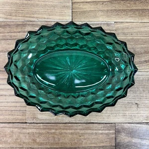 Vintage Indiana Glass WHITEHALL Teal Green Colony Oval Serving Relish Bowl 10x7 - Picture 1 of 9