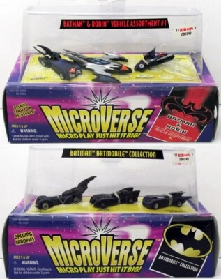 KENNER MICROVERSE ANIMATED MOVIE BATMAN BATMOBILE BATHAMMER ROBIN CYCLE VEHICLES - Image 1 of 4