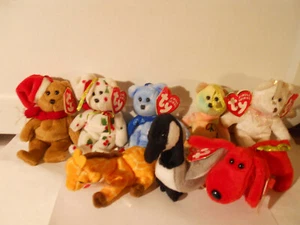 TY JINGLE BEANIES (8) 2001 Loosy Rover Halo Peace 1997 1998 1999 Holiday Twigs - Bild 1 von 2