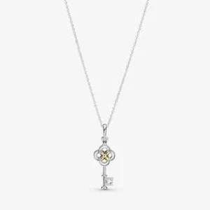 LIMITED EDITION New Pandora Two-tone Key&Flower Necklace399339C01-70CM - Picture 1 of 5