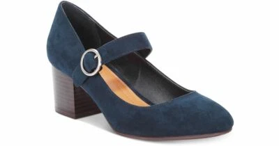 Style & Co. Macys JURNAE Navy Suede Block Heel Pumps Womens Mary Jane Shoes NWOB - Image 1 of 4