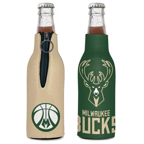 Milwaukee Bucks 12oz Two Sided Bottle Cooler [NEW] NBA Can Holder Foam Koozie Cover