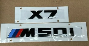 Original G07 X7 NEGRO emblema de maletero "X7 M50i" letras calcomanía insignia NUEVO 2019+ - Imagen 1 de 3