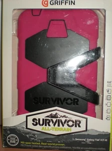Survivor All-Terrain Case + Stand for Samsung Galaxy Tab 4 (7.0), Pink & Black - Picture 1 of 6