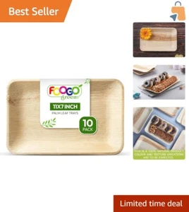 Microwave Safe 10-Pack Medium Palm Leaf Trays - Ideal for Parties and Events - Picture 1 of 6
