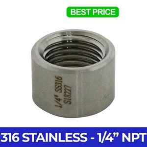 1/4" .25" NPT 316 SS rosca de acero inoxidable medio acoplamiento soldadura en tubería tapón 304 - Imagen 1 de 3