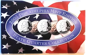Philadelphia 2005 5 monedas State Quarter BU conjunto con certificado de autenticidad - Imagen 1 de 3