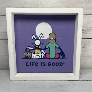 Wood LIFE IS GOOD Easter Egg Bunny Table Sign Plaques Wall Art - Picture 1 of 8