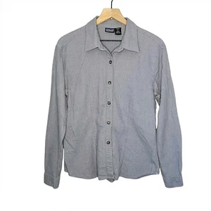 Patagonia Organic Cotton Long Sleeve Button Top Large Blue Hiking - Picture 1 of 7