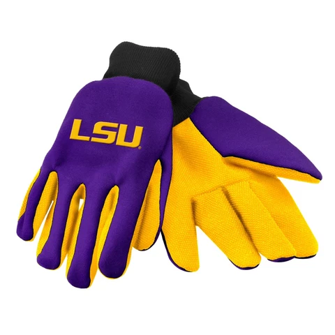 LSU Tigers Gloves Sports Logo Utility Work Garden NEW Colored Palm Cover
