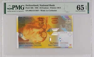 Switzerland, 10 Francs - 1996 - P-66b - PMG 65 EPQ - Picture 1 of 2