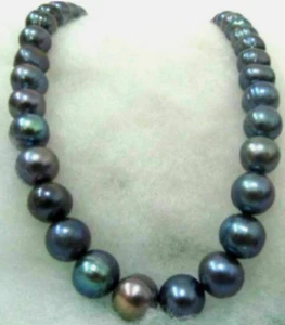 AAA++ COLLAR BARROCO DE PERLAS NEGRAS MARES DEL SUR DE TAHITÍ 12 MM ORO DE 18 PULGADAS 14K -Y - Imagen 1 de 1