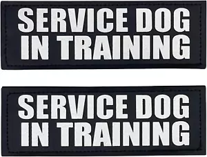 Reflective Service Dog in Training Patches with Hook and Loop Backing for Servic - Picture 1 of 12