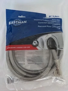 Conector de agua para lavadora Eastman de 6 pies de acero inoxidable de alta resistencia - Imagen 1 de 6