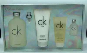 Ck One Calvin Klein Unisex 4 Pcs Set 6.7 oz Edt Spray & 0.5 oz Edt & BL & SG - Picture 1 of 2