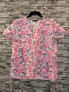Cassandra O Scrub Top Pink Krebs Bänder Hope Love Think Pink Damen L - Bild 1 von 8