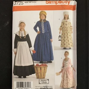 Simplicity Pattern Costume3725 Colonial, Pilgrim, Prairie Child Size 3 4 5 6 - Picture 1 of 2