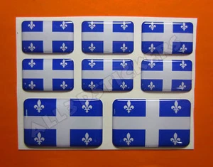 8 x 3D Stickers Resin Domed Flag Quebec - Adhesive Decal Vinyl - Picture 1 of 1