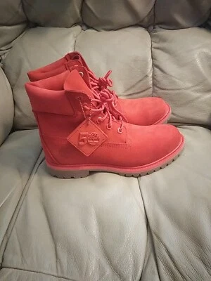 Women's Timberland Premium 50th Anniversary 6" Waterproof Red Boots A2R6B SZ 7.5 - Image 1 of 4