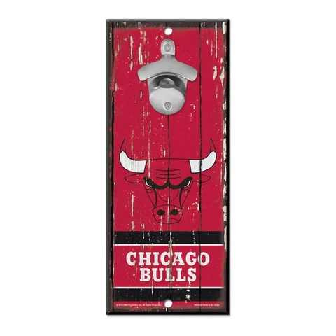 Chicago Bulls 5"x11" Bottle Opener Wood Sign [NEW] NBA Wall Plaque Mount Bar Cover