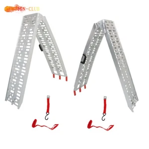 2PCS FOR ATV UTV TRUCK MOTORCYCLE LAWN MOWER 7.5' ALUMINUM FOLDING LOADING RAMPS - Picture 1 of 14