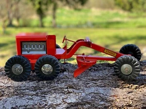 Vintage Structo Road Grader, Toy Construction Vehicle, Orange 18” Long - Picture 1 of 5