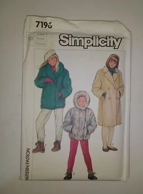 Simplicity 7196 Size medium Girls' Lined Jacket Coat - Image 1 of 2