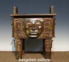 14'' Old War Dynasty Bronze Ware Beast Face Head Ding  Incense Burner Censer