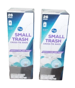 Kroger Two Packs Of 26 Each 4 Gal 17 x 18 Cross-Tie Small Trash Bag - Picture 1 of 1