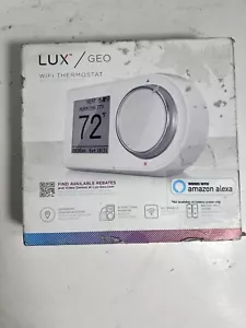 Lux GEO-WH Wi-Fi Thermostat White BRAND NEW Battery Only Option SEALED BOX NICE! - Picture 1 of 8