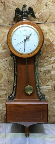 United 408 Banjo Electric Wall Clock vintage eagle finial pendulum wood wooden Cover