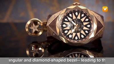 Watchstar 47 mm Superstar 21 joyas esqueleto automático oro rosa/esfera negra marrón  Foto 1 de 2