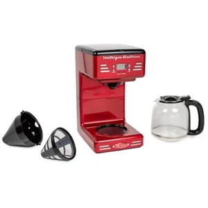 Nostalgia Coffee Maker Red 12-Cup Retro LED Reusable Filter Removable Basket - Picture 1 of 8