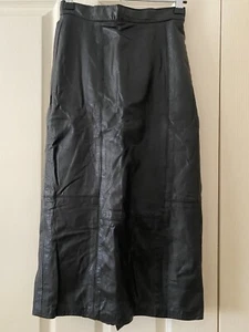 Vintage Leather Frantik Black Skirt Calf Length Size 8. In Excellent Condition - Picture 1 of 5
