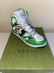 Gucci Men's Basket Ball High Top Sneaker White Green Distressed NIB US 9.5 Size - Picture 1 of 9