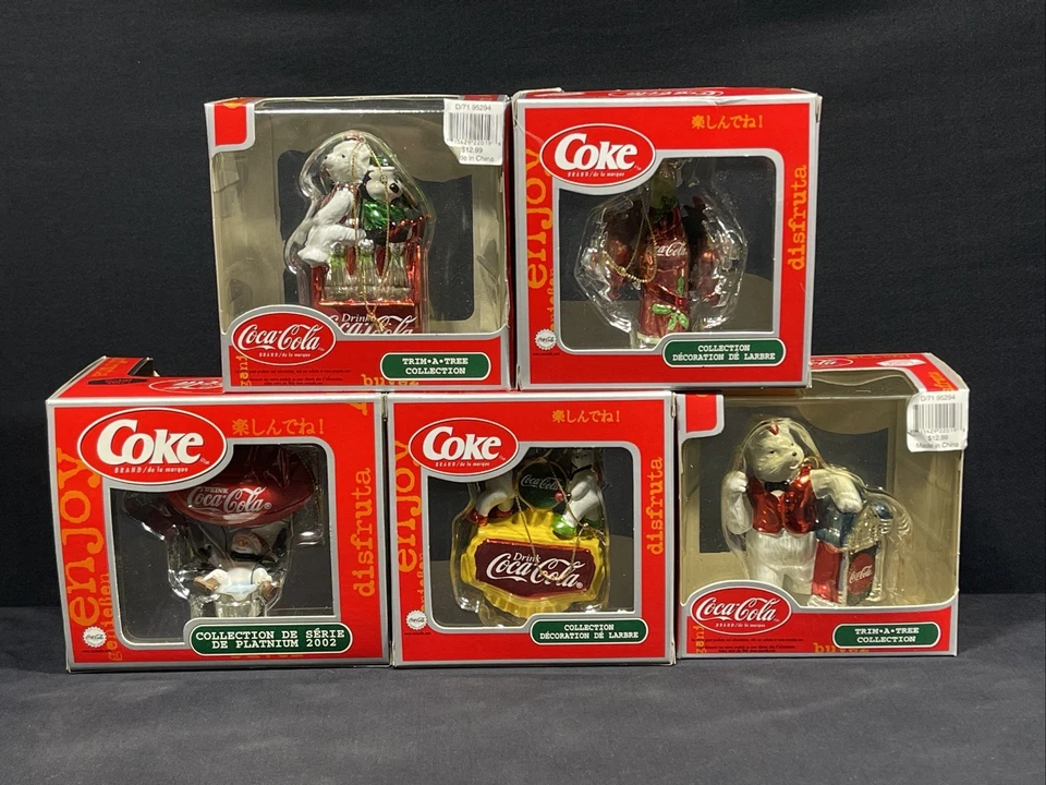 enjoy Coca-Cola And Coke Ornament Christmas Decorations Lot Of 5 - Image 1 of 4