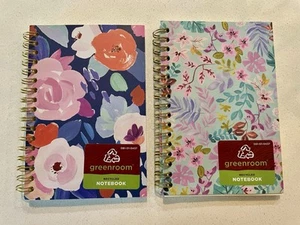 Set Of 2 Spiral Greenroom Ruled Lined Notebooks 4” X 6” Floral Blue 60 Pages - Picture 1 of 3