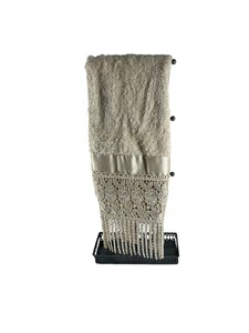 Croscill Home Decorative Hand Towel Ivory Lace Satin Trim Tassel Fringe Cotton - Picture 1 of 8