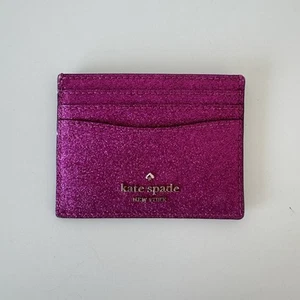 Kate Spade New York Brillo Caja Pequeño Delgado Tarjetero Magenta RARO - Imagen 1 de 6