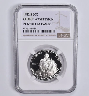 PF69 1982-S George Washington Commemorative Half Dollar NGC Brown Lbl *0083 - Image 1 of 4