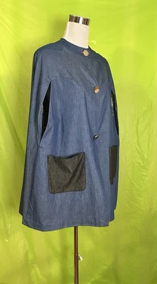 Buru женщин размер XS синий плащ пальто хлопок кнопка лошадь с подкладкой карманы новый с Ярлыками $168 - Изображение 1 из 4