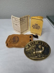 The Wyoming Railroad 1979 Solid Brass Belt Buckle Heritage Mint - Bild 1 von 9